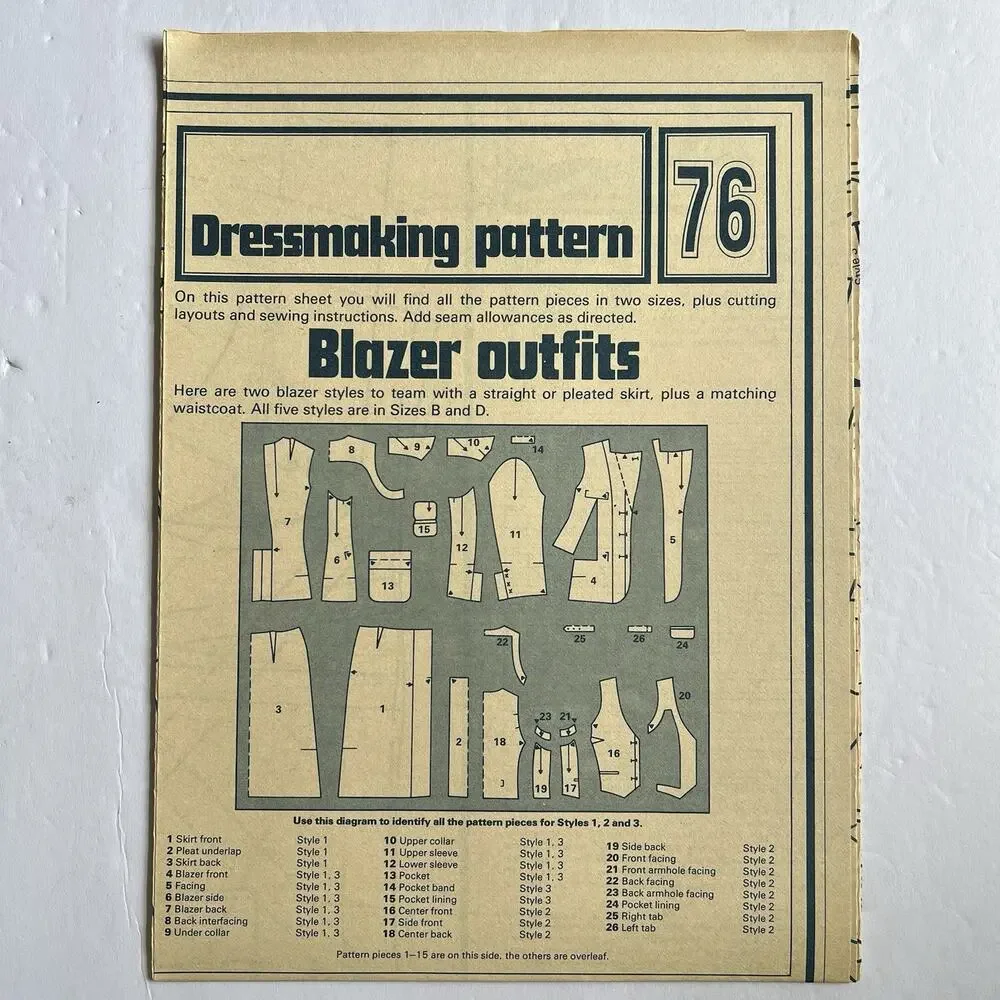 Vintage Designer Sewing Patterns Uncut Lot Of 3 Blouse Dress Jacket Skirt 70s